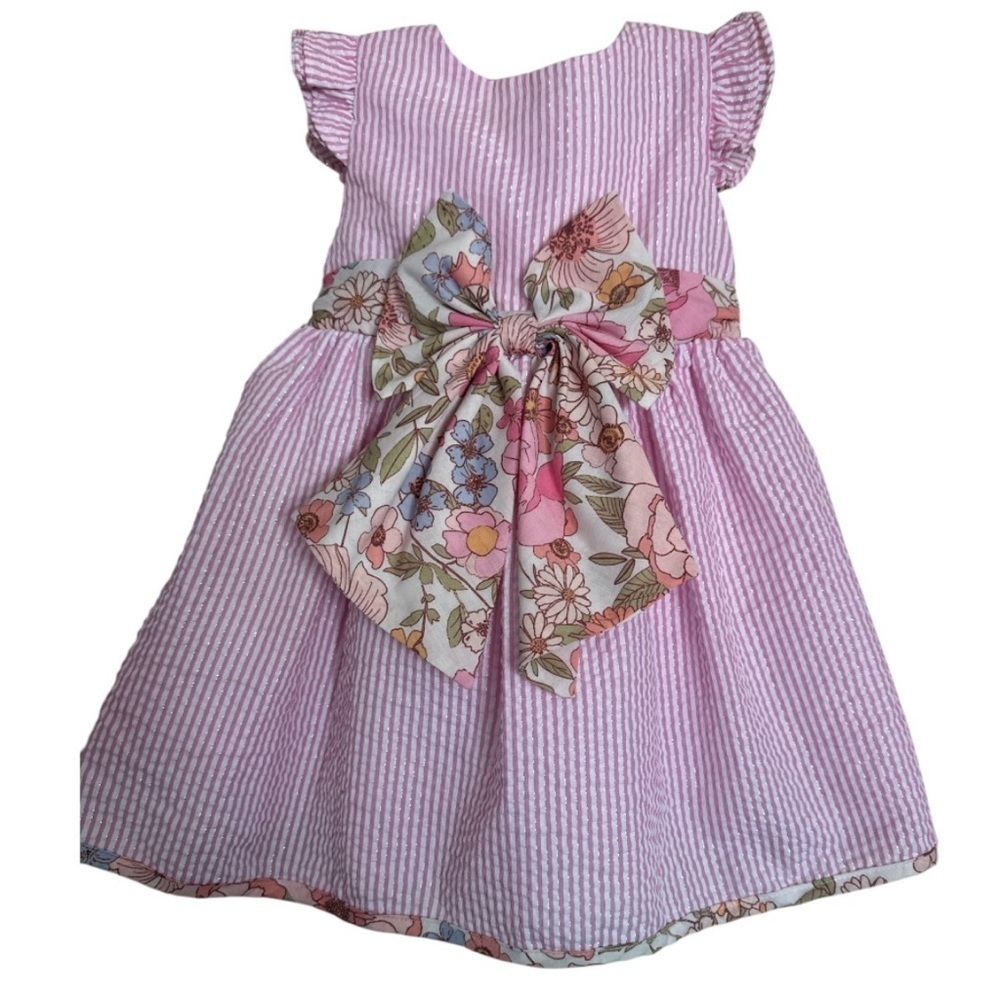 Rare Editions Pink and White Ruffled Tiered Sundress